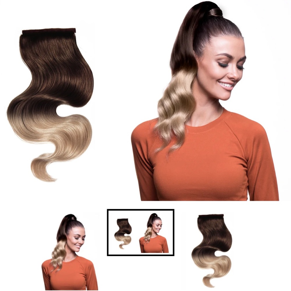 BELLAMI Ombre Brown to Blonde Clip-In Ponytail Extension
